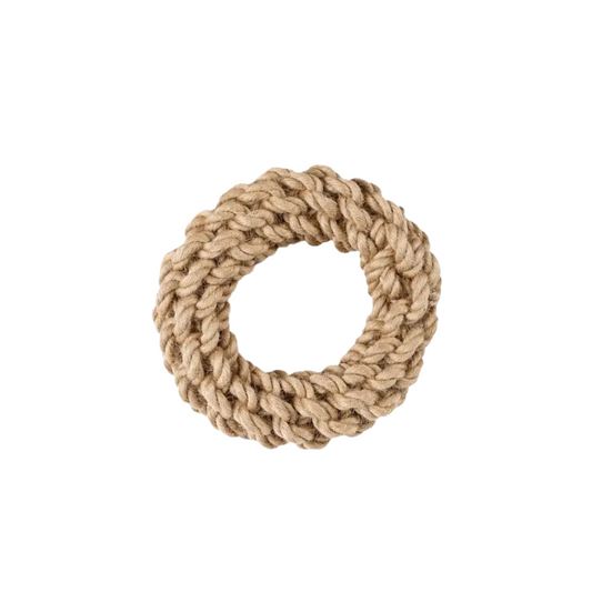 Woven rope ring on a white background