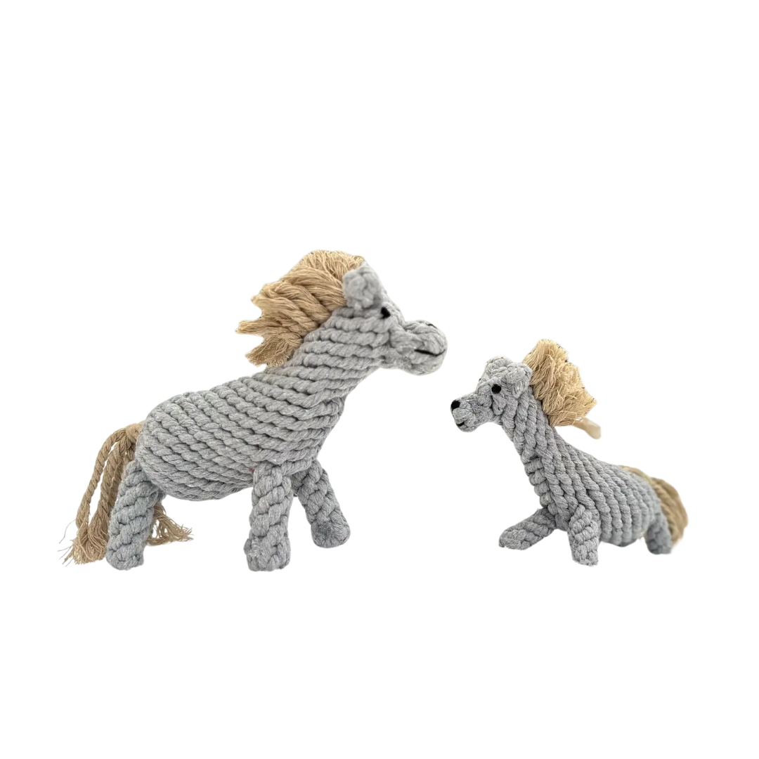 Gray horse cotton rope braided pet toy, perfect for your furry friends' playtime!