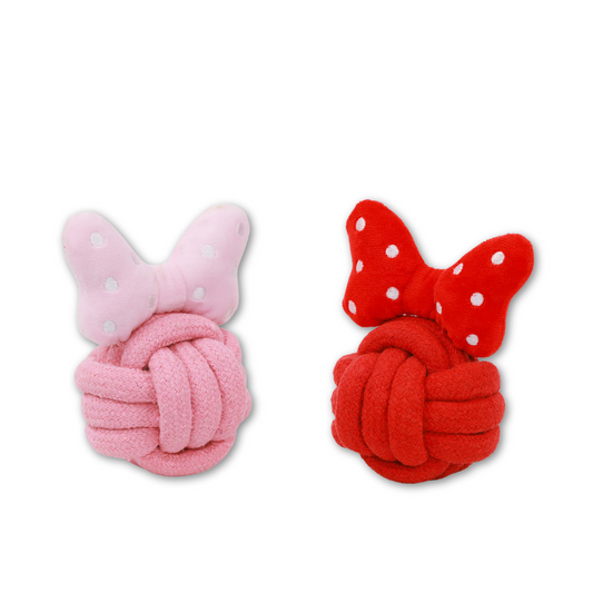 Colorful bowknot cotton rope pet toy, handwoven for play and fun. Ideal for your furry friends!
