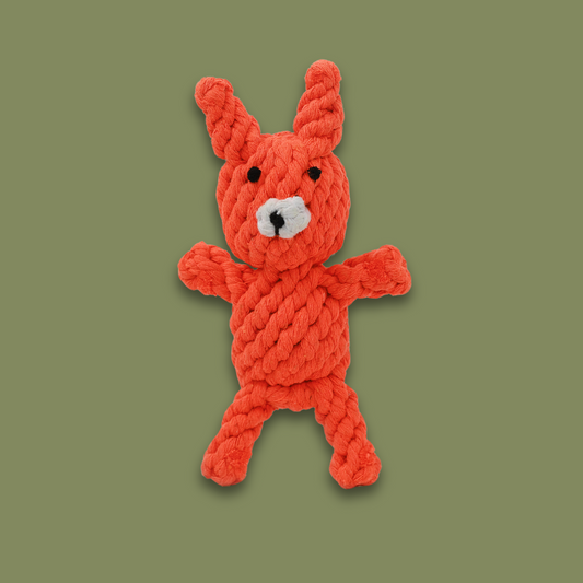 Special Gift for Dogs: Handmade Eco-Fox Chew Rope Toy - A charming, handcrafted dog toy shaped like a fox, made from eco-friendly materials. Perfect for chewing and interactive play, with a durable design that combines sustainability and fun.
