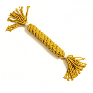 Two orange rope squirrel toys on a white background