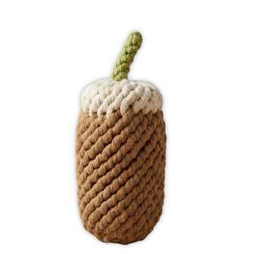 Rope toy shaped like a pumpkin on a white background