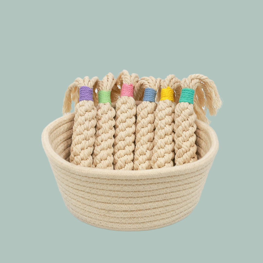 Brown Ropes Toy Rainbow Candy Macrame Rope Pet Toy |Handmade Dog Rope Toy