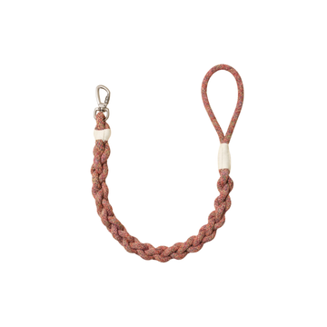 Braided keychain with a metal clasp on a white background