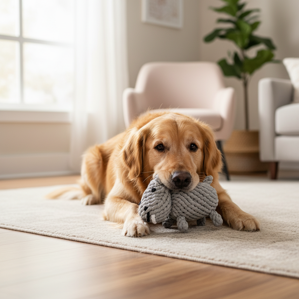 gray hippo interactive with dog