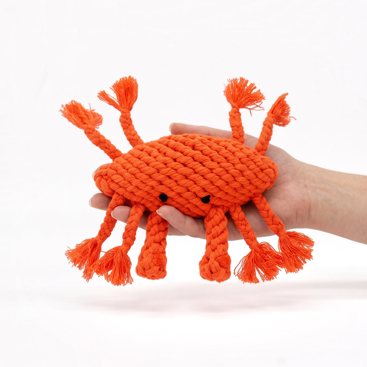hand hold handmade crab rope toy for pet