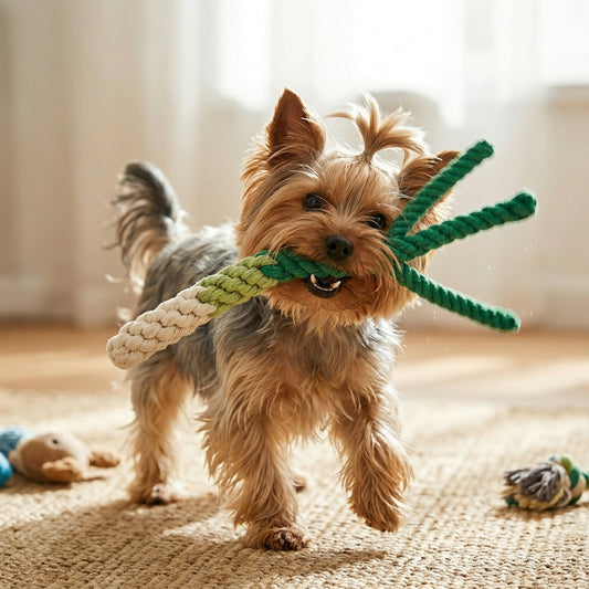 Handmade Green Onion Tug Rope Toy